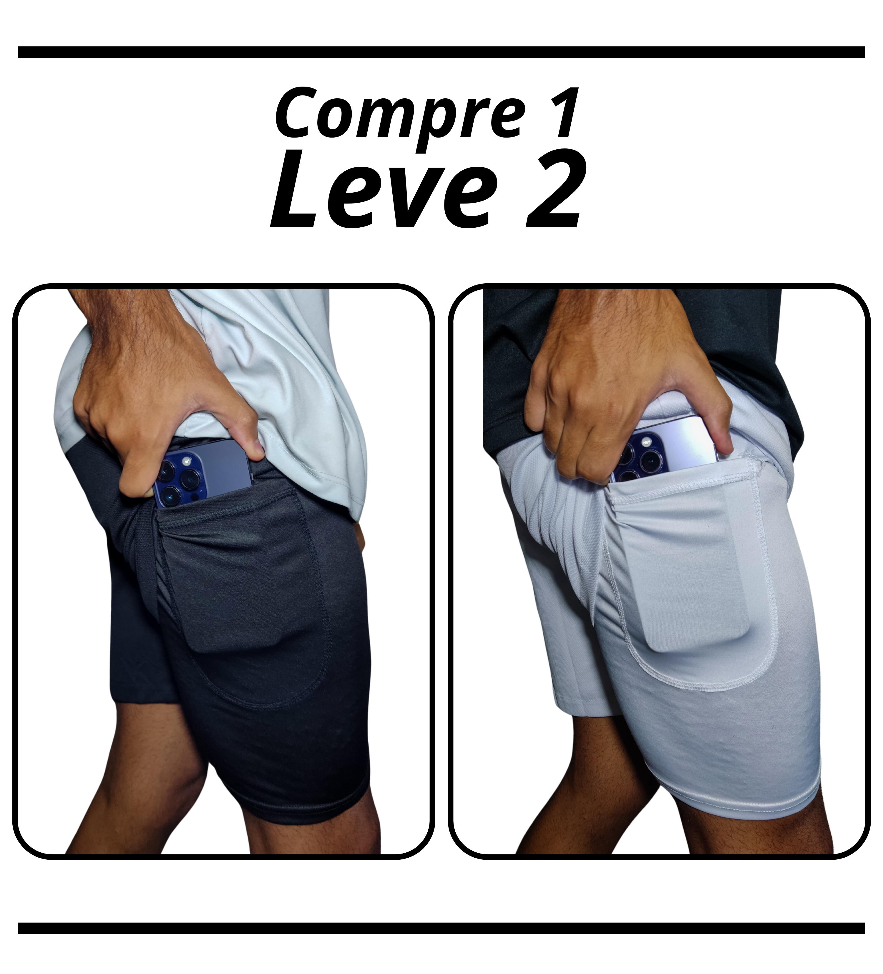 Shorts Dry-fit Muveo - Compre 1 leve 2