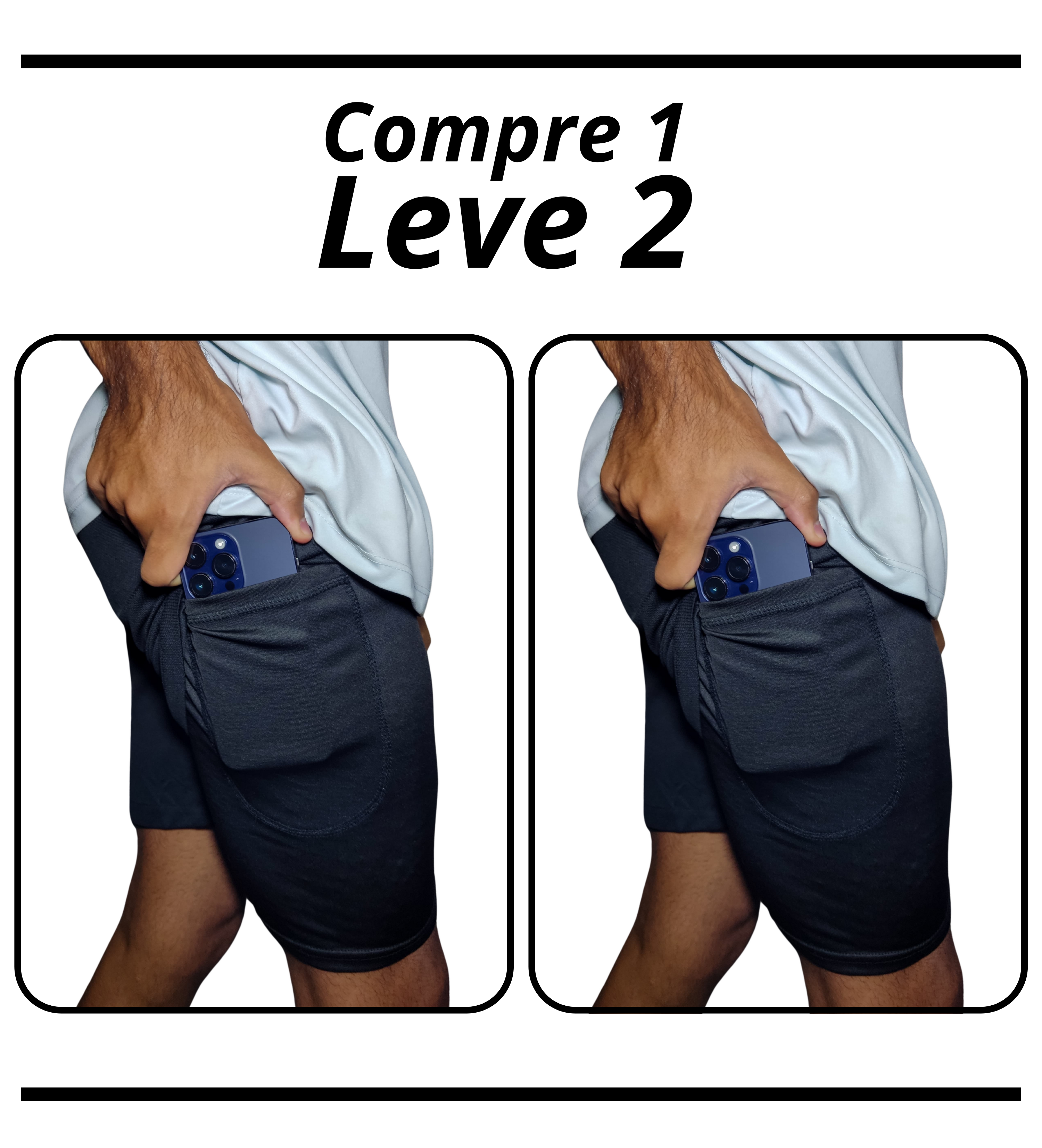 Shorts Dry-fit Muveo - Compre 1 leve 2