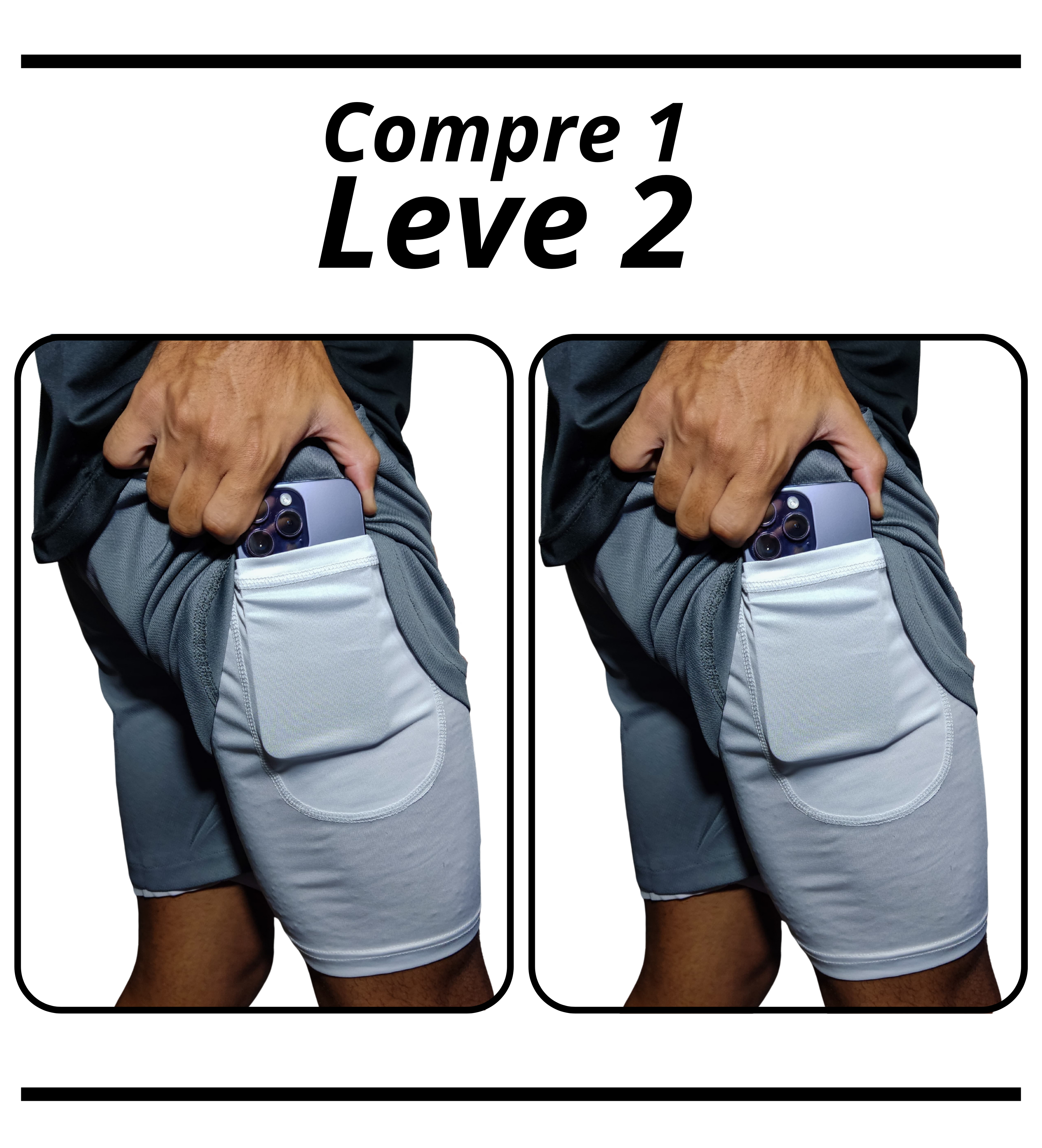 Shorts Dry-fit Muveo - Compre 1 leve 2