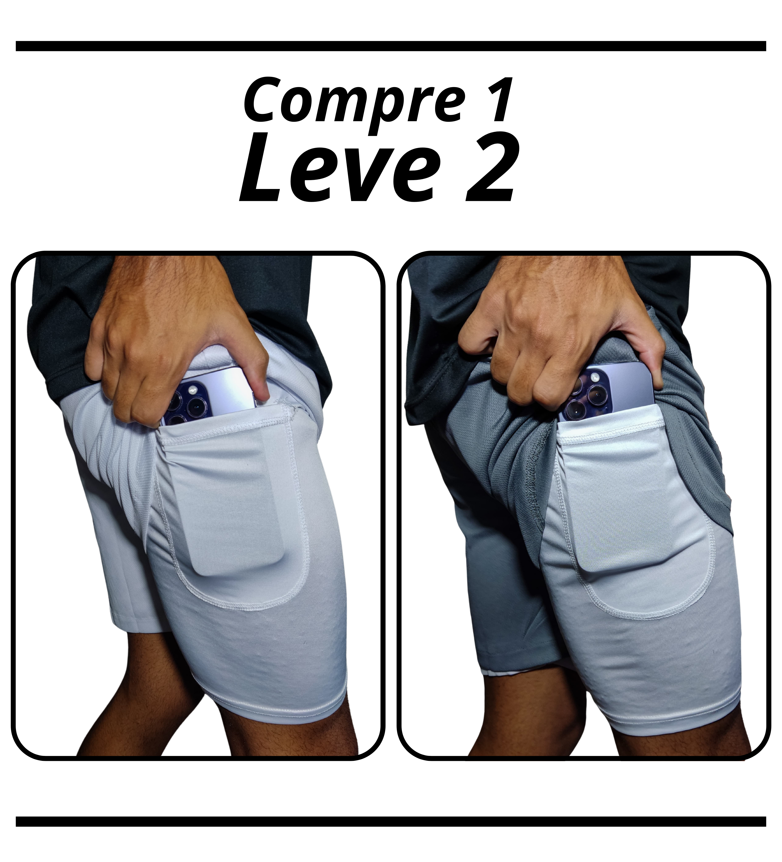 Shorts Dry-fit Muveo - Compre 1 leve 2