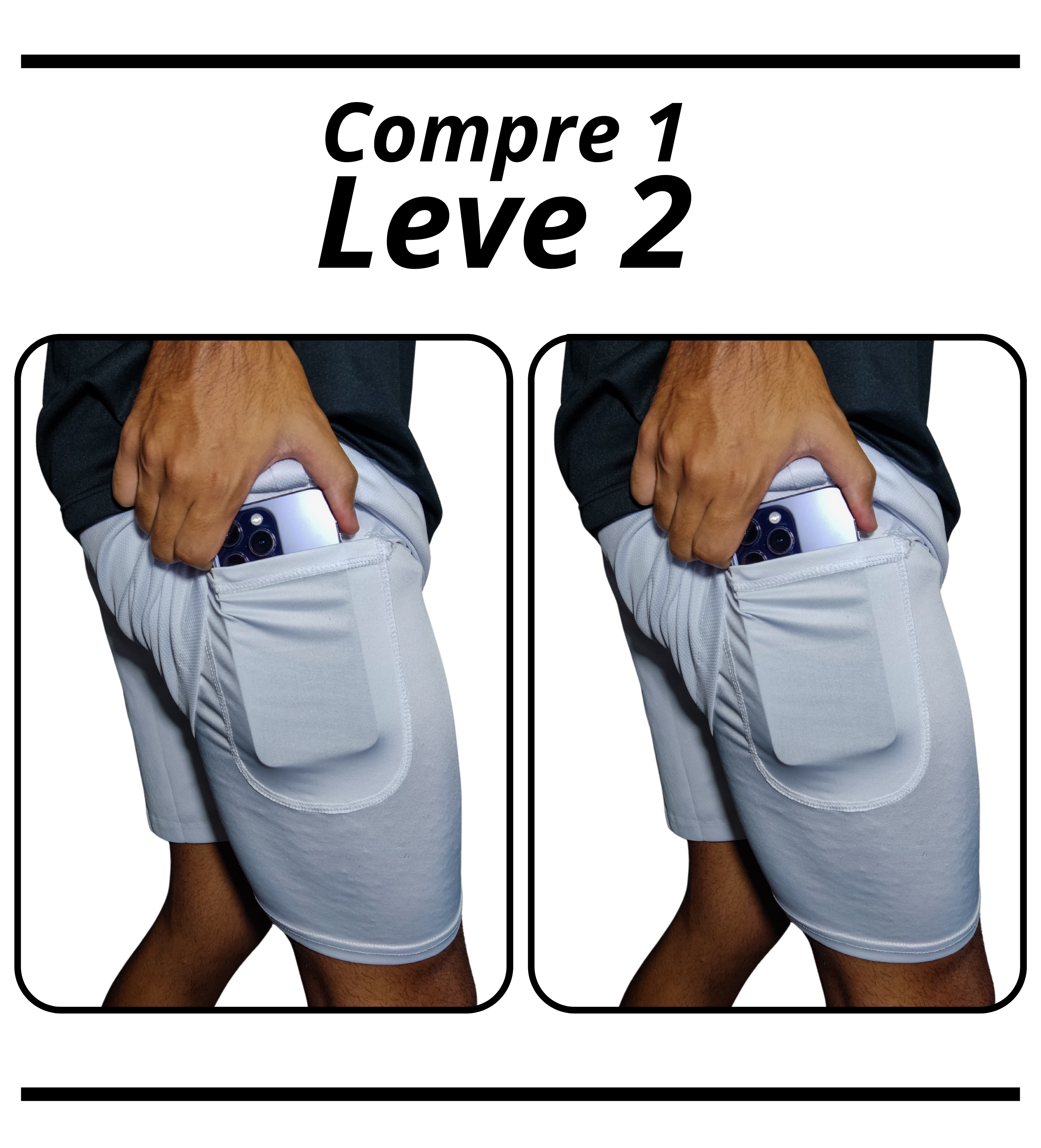 Shorts Dry-fit Muveo - Compre 1 leve 2